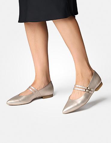 Paul Green Ballerina in Metallic Beige