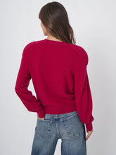 Load image into Gallery viewer, Repeat Buttoned Cashmere Cardigan With Shoulder Detail in Ruby
