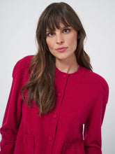 Load image into Gallery viewer, Repeat Buttoned Cashmere Cardigan With Shoulder Detail in Ruby
