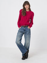 Load image into Gallery viewer, Repeat Buttoned Cashmere Cardigan With Shoulder Detail in Ruby
