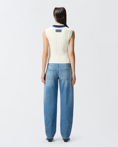 Pinko Varsity-Style Knit Vest with Embroidery