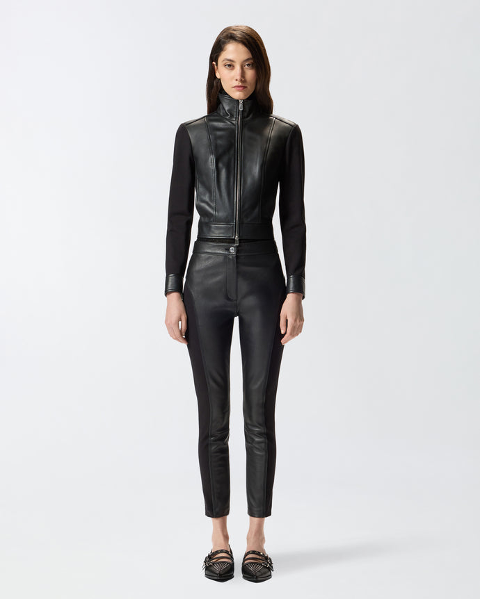 Pinko Leather and Stretch Fabric Trousers