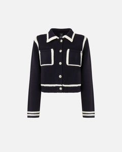 Pinko Preppy-Style Cardigan in Blue/White