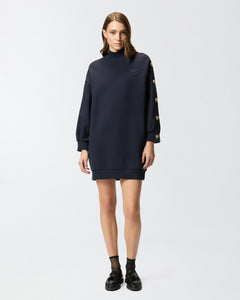 Pinko Buttoned Fleece Maxi-Sweater in Navy
