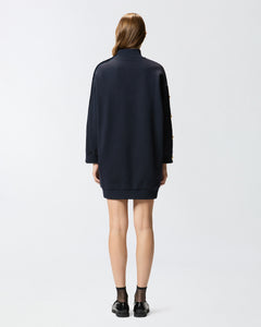 Pinko Buttoned Fleece Maxi-Sweater in Navy