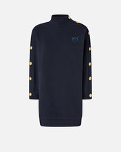Load image into Gallery viewer, Pinko Buttoned Fleece Maxi-Sweater in Navy
