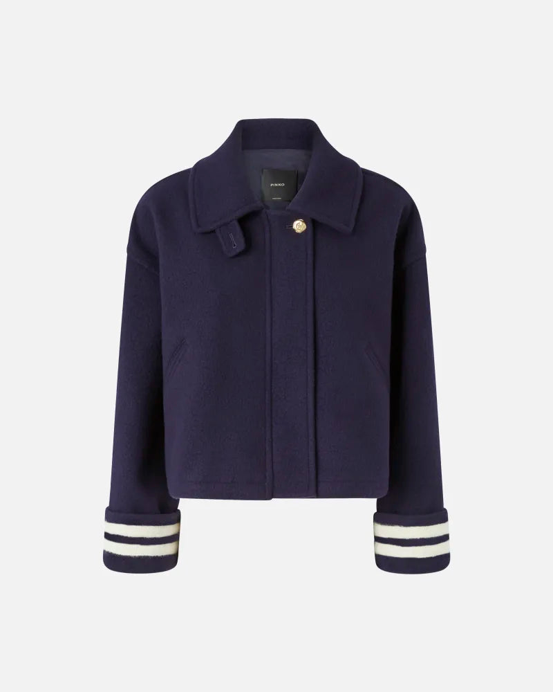 Pinko Short Cloth Pea Coat in Navy – Ela Maria