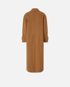 Pinko Long Double-Breasted Coat in Brown