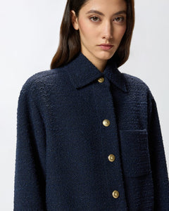 Pinko Oversized Pattererned Tweed Jacket in Navy