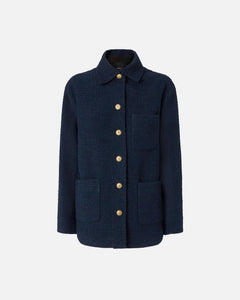 Pinko Oversized Pattererned Tweed Jacket in Navy