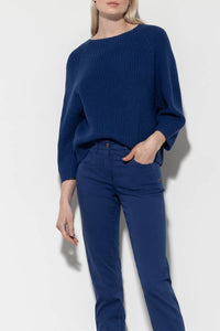 LUISA CERANO Long Sleeve Pullover in Deep Blue