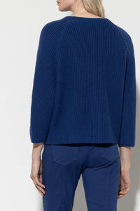 LUISA CERANO Long Sleeve Pullover in Deep Blue