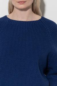 LUISA CERANO Long Sleeve Pullover in Deep Blue