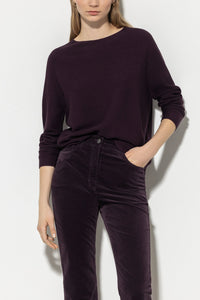 Luisa Cerano Fine knit Sweater with Boxy Fit in Aubergine