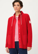 Load image into Gallery viewer, Olsen Sporty Mock Knit Cardigan in Red
