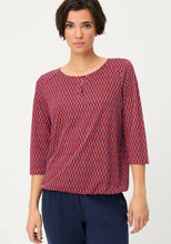 Load image into Gallery viewer, Olsen Geo Print Slip T-Shirt in Red
