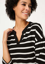Load image into Gallery viewer, Olsen Striped Rib Knit T-Shirt in Black/White
