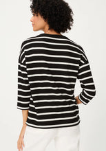 Load image into Gallery viewer, Olsen Striped Rib Knit T-Shirt in Black/White
