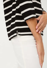 Load image into Gallery viewer, Olsen Striped Rib Knit T-Shirt in Black/White
