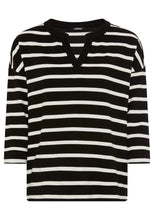Load image into Gallery viewer, Olsen Striped Rib Knit T-Shirt in Black/White
