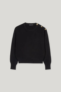 Luisa Cerano Sweater with Button Detail in Black