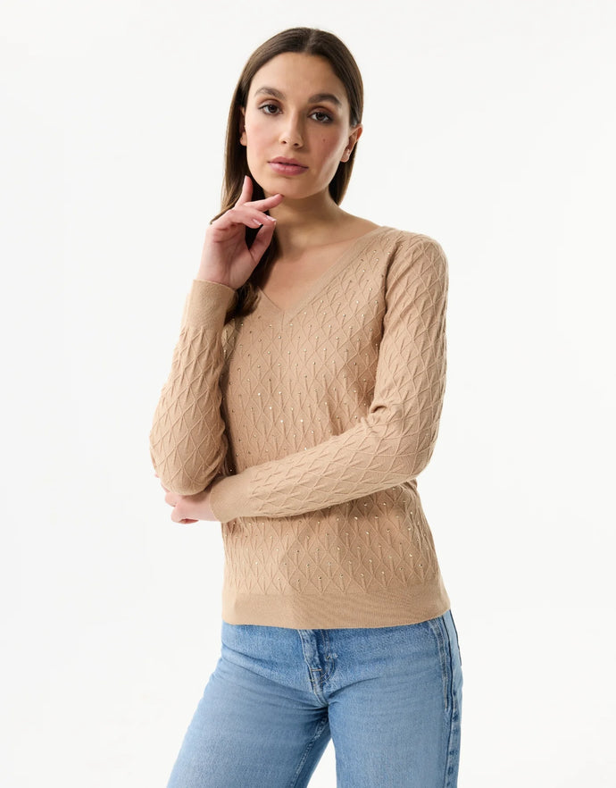 Leo & Ugo V-Sweater with Rhinestones