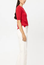 Load image into Gallery viewer, Luisa Cerano Half-Sleeve Fine Knit Sweater in Red
