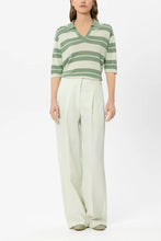 Load image into Gallery viewer, Luisa Cerano Linen Polo with Preppy Stripes in Green
