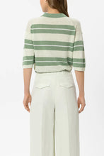 Load image into Gallery viewer, Luisa Cerano Linen Polo with Preppy Stripes in Green
