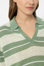 Load image into Gallery viewer, Luisa Cerano Linen Polo with Preppy Stripes in Green
