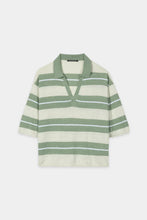 Load image into Gallery viewer, Luisa Cerano Linen Polo with Preppy Stripes in Green
