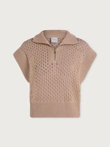 Varley Gaines Half-Zip Knit in Light Taupe