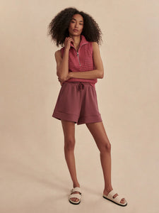 Varley Bains Half-Zip Tank in Rose Wine