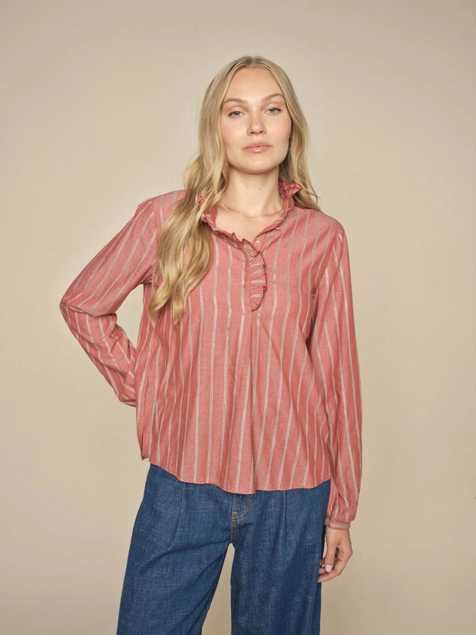 Mos Mosh Biles Stripe Blouse in Rust