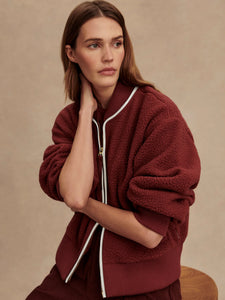 Varley Hansley Fleece Jacket in New Maroon