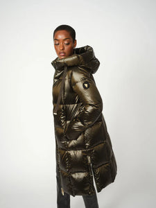 Mos Mosh Nova Metallic Down Coat in Forest Night
