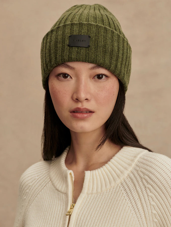 Varley Elva Chunky Rib Beanie in Olive Marl