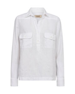 Mos Mosh  Linen Pocket Blouse in White