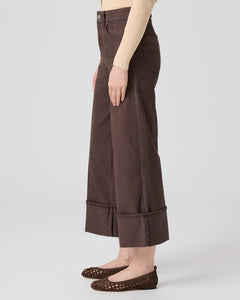 Paige Sasha Ankle Wide-Leg Jeans in Rich Chocolate