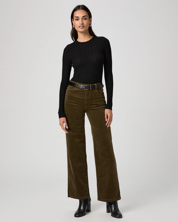 Paige Anessa 31' Wide Leg Pant in Dark Olive