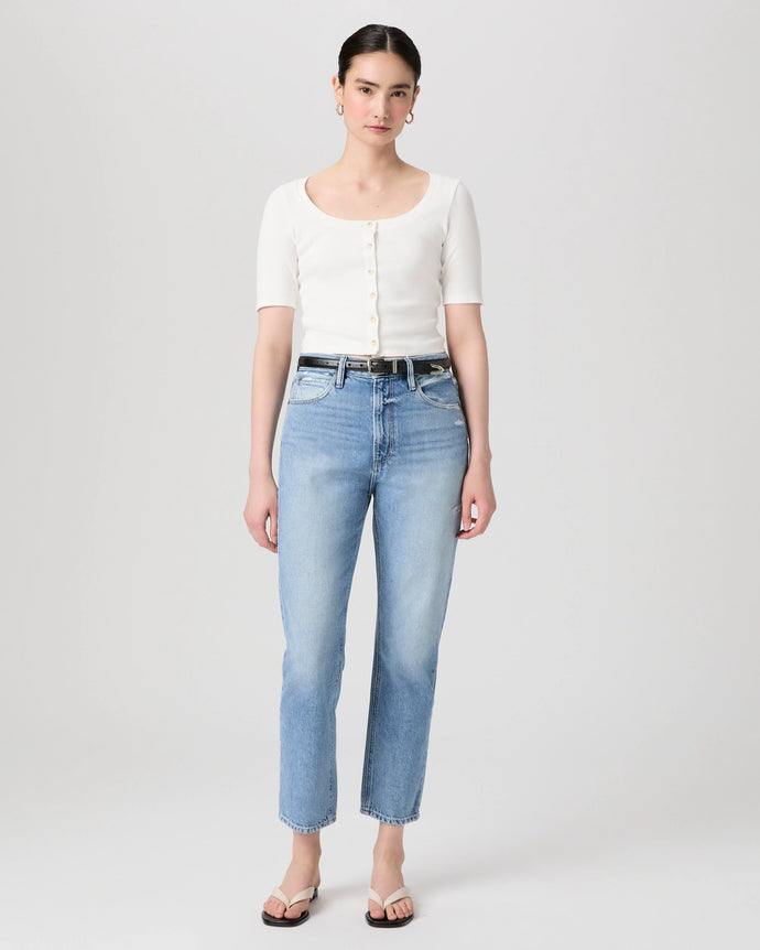 Paige Billy Cropped Straight Leg in Distressed Denim