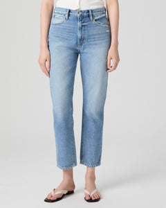 Paige Billy Cropped Straight Leg in Distressed Denim