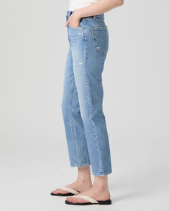 Paige Billy Cropped Straight Leg in Distressed Denim
