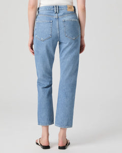 Paige Billy Cropped Straight Leg in Distressed Denim