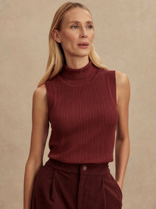 Varley Anastasia Rib Knit Tank in  New Maroon