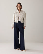 Load image into Gallery viewer, Summum Denim Jacket with Herringbone Stripe in Ivory
