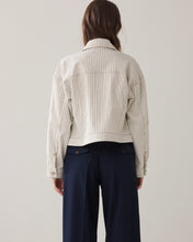 Load image into Gallery viewer, Summum Denim Jacket with Herringbone Stripe in Ivory
