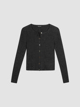 Load image into Gallery viewer, Repeat Cashmere Blend Rib Knit Cardigan in Charcoal
