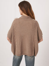 Load image into Gallery viewer, Repeat Poncho With Crochet And Cable Knit Details in Taupe
