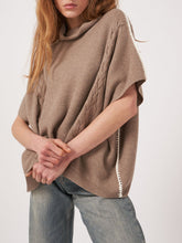 Load image into Gallery viewer, Repeat Poncho With Crochet And Cable Knit Details in Taupe
